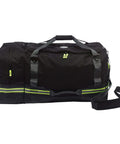 Beefy Firefighter Turnout Gear Duffel Bag for fire, fall protection and sport equipment, black with reflective strips, large size.