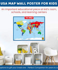 World Map Laminated Poster With Dry Erase Surface Double Sided For Home Classroom And Office Use 17 By 23 Inches displayed on wall