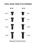 Torx Oval Head Screw Set For Precision Tools And Mounts, Includes 6-48 And 8-40 Screws In 8 Sizes, 6mm-12mm, black finish