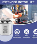 7.5uF 450VAC Dual Run Ellipse Start Capacitor For RV Campers And AC Fans 60Hz 10,000 AFC with installation guide