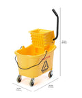 Commercial Side-Press Wringer Mop Bucket On Wheels 35-Quart Yellow Heavy-Duty Floor Cleaning System With Quick-Press Wringer