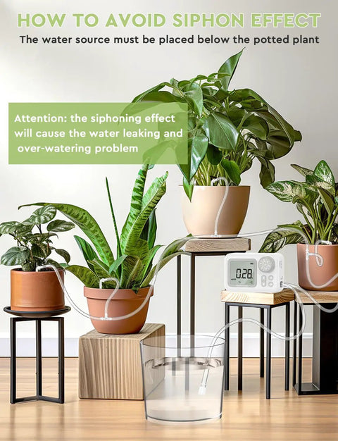 Automatic Watering System For 15 Potted Indoor Houseplants With No Fuss Digital Programmable Timer and plants setup
