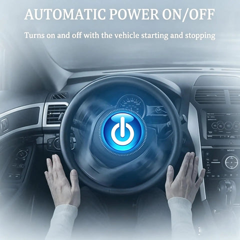Windshield Speed Projector Heads Up Display For Tesla Cybertruck With Auto Brightness showing automatic power on/off feature.