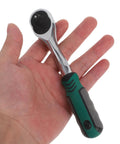 Heavy Duty 10mm Quick Release Ratchet Extension Featuring 72 Tooth Reversible Head held in hand, showcasing ergonomic design.