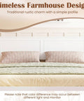 Full Size Wood Bed Frame With Headboard, Mid Century Modern Platform Bed Delivering Chill Vibes, white headboard with checkered pillows.