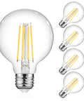 G25 Led Globe Bulbs 60W Equivalent Daylight 4000K 750LM Non Dimmable Glass Edison Style For Bathroom Vanity Mirror And Makeup Light