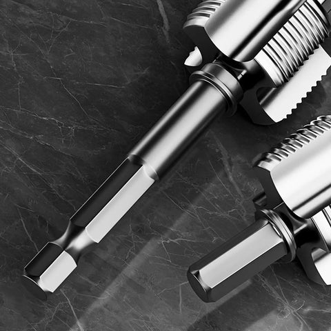 Close-up of tough alloy dies from the Essential Multitask Pipe Threader Kit for PVC, ideal for precise plumbing tasks.