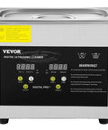 Pro Grade Heavy Duty 3 Liter Digital Ultrasonic Cleaning Bath With Adjustable Heater And Auto Timer display showing controls and settings.