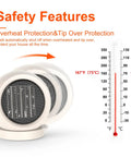 Safety features of Portable Desk Space Heater 600W Energy Efficient Indoor Use Quiet Safe for Home and Office with auto shut off and tip protection