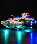 LED Lighting Kit for 75357 Airship Model illuminating Lego airship with USB powered copper wire lights, model not included.