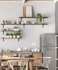 Beefy 12 Inch Wall Shelf Brackets Set Of 4 For Garage, Kitchen And Laundry Room, Black Metal Mounts That Fit 11.25 Inch Boards