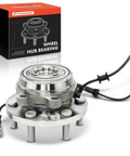 Heavy Duty Front Wheel Bearing And Hub Assembly With ABS For 4WD Nissan Frontier 2005 2019 Pathfinder 2005 2012 Xterra 2005 2015 Suzuki Equator 2009 2012 Six Lug Replacement Wheel Hub, visible with six-lug design and ABS sensor wires, in box packaging.