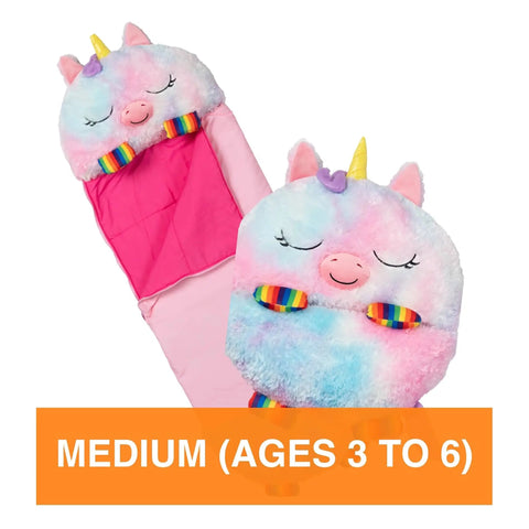 Rainbow Unicorn 2-In-1 Pillow and Sleep Sack, Cozy Nap Buddy for Travel and Sleepovers, Medium 54x20, unicorn face design