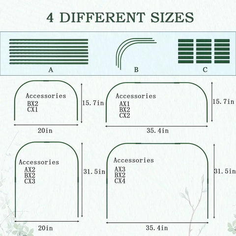 Greenhouse Hoops Grow Tunnel Kit 6 Sets For Raised Beds Rust Free Plant Support Frames Row Cover Shade Cloth DIY Garden Stakes Garden Tunnel Row Cover Hoops Kit Easy Install
