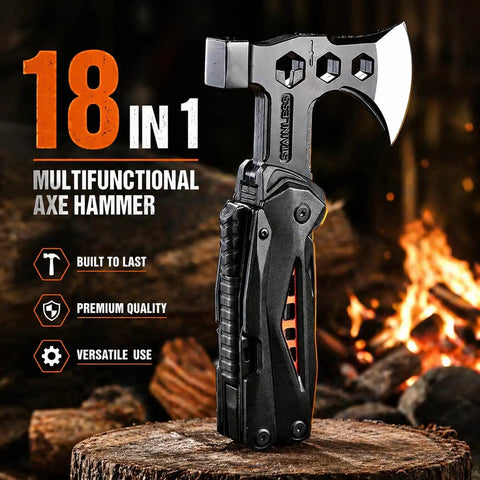 18-in-1 multifunctional All In One Camping Hatchet With Hammer And Knife And Protective Sheath For Survival Gear For Men Dad Emergency Car Tool And Hiking Accessories A Real Workhorse Outdoor Gadget For Hiking And Adventure
