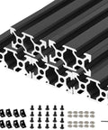 Dope 2040 V Slot Aluminum Extrusion 1500mm Set, 5 Pieces Anodized European Standard Profile With Corner Bracket Kit For CNC DIY 3D Printer Black Ready To Go, black 6063-T5 aluminum rails with brackets