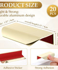 No Drill Cabinet Finger Pulls 3.15 Inch Self Adhesive Edge Pulls 20 Pack Peel And Stick Drawer Handles Gold Finish with dimensions