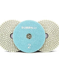 Time-Saving Wet/Dry 3 Step Diamond Polishing Pads Set, 4 Inch Sanding Discs Grit 2 for Granite Marble Concrete, Pro Grade All-In-One Polishing Kit, 3-Pcs, front view