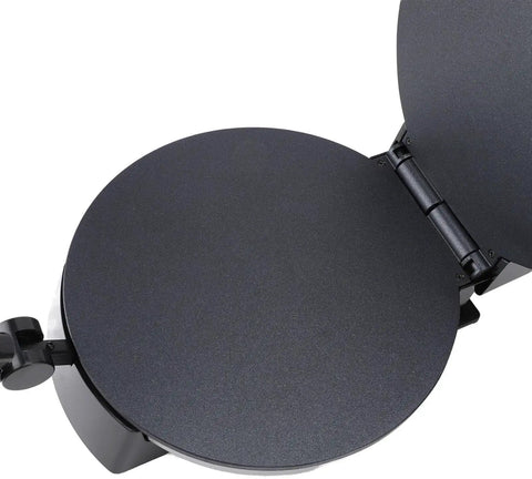 10 Inch Electric Tortilla Maker With Nonstick Surface And Adjustable Temperature, open flat with smooth cooking surface.