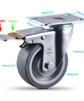 4 Inch Heavy Duty Caster Wheels With Brakes Set Of 4 2200 Lb Capacity Swivel TPR Rubber Quiet Locking Industrial Plate Casters