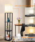 Floor Lamp With Shelves Modern Standing Shelf Light With 3 CCT LED Bulbs Built In Storage Shelves For Living Room Bedroom And Office Black Finish Sturdy No Tip Base