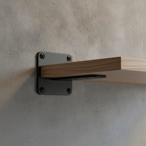 Hidden Shelf Brackets For Floating Shelves Black Cold Rolled Steel Support For 1.2 To 1.5 Inch Thick Boards on wall