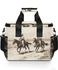 Desert Cowboys Insulated Lunch Bag With Shoulder Strap, 15L, tear-resistant polyester, cowboy design, side mesh pockets.