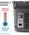Compact 6 Quart Thermoelectric Cooler And Warmer For Car Rv And Truck showing temperature controls for warming and cooling modes.