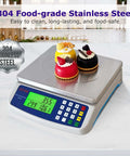 Pro Grade Digital Kitchen Scale 40kg 88lb Stainless Steel With LCD Display For Price Computing And Item Counting Deli Scale For Baking Bread Cooking Meat Prep Coins And Parts Adapter Included showing desserts