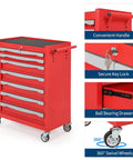 Seven Drawer Rolling Tool Chest With Lock Heavy Duty Modular Steel Toolbox Large Capacity Mobile Storage Cabinet With Drawer Liners