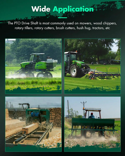 Wide application of Tough As Nails Adjustable PTO Shaft With 48 To 80.5 Inch Telescopic Design and One Inch Three Eighths Spline for Tractor Power Take Off Lines Works Like A Charm on various farm equipment.