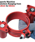 Beefed Up Aluminum Router Lift Kit With Bulletproof Precision Dynamic Insert Plate compatible with standard table saws in red.