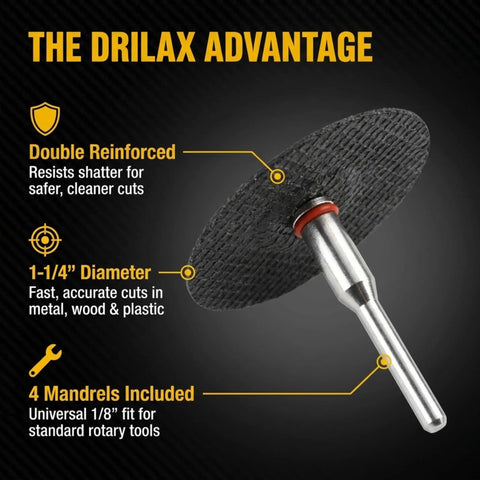 Heavy Duty 50 Pack Rotary Tool Metal Cutting Discs With Four Mandrels For 1/8 Inch Tools, double reinforced disc with details