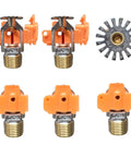 Top Shelf Quick Response Pendent Fire Sprinkler Head Chrome Edition with orange plastic cover and brass fitting, 155F heat trigger.