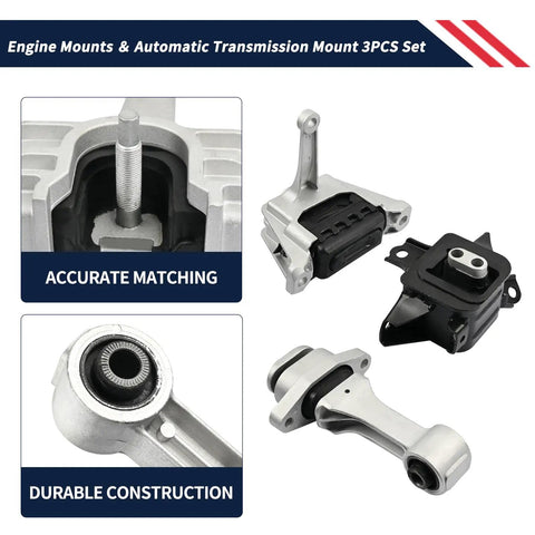 Engine Mounts And Automatic Transmission Mounts Three Piece Set For Hyundai Elantra 2021 2022 2023 2.0L with silver and black mounts