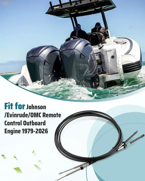 2 Pack 15Ft Boat Throttle Shift Remote Control Cable For Johnson Evinrude OMC Outboard Motors 1979 To 2026 image