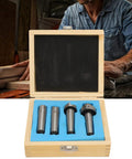 Essential 4 Piece Wood Turning Center Set With Spur And Cup Tool For Lathe Spindle Work, shown in protective box with tools.
