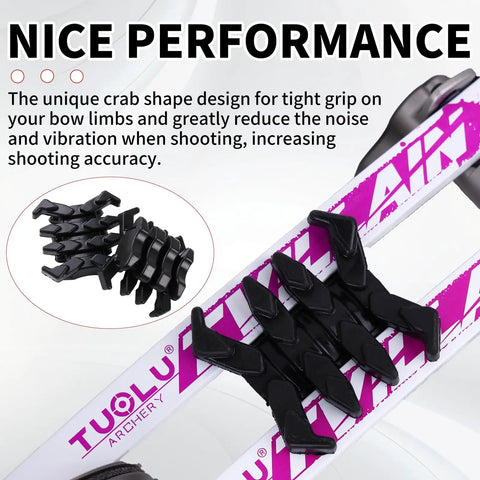 Go To Archery Bow Limb Stabilizer Pair for Compound Bow and Crossbow, rubber dampeners shown in close-up.