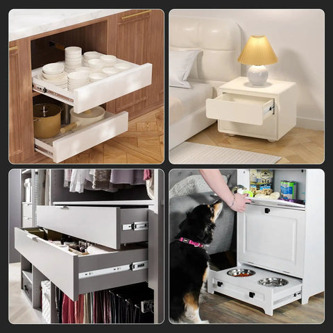 1 Pair 24 Inch Soft Close Drawer Slides Side Mount, 3 Fold Full Extension Ball Bearing Heavy Duty Built To Last Cabinet Drawer Glides, Quiet Smooth Close Kitchen Cabinet Rails, 100 LB Capacity installed in furniture drawers