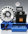 Ready To Roll Electric Hydraulic Hose Crimper With Eight Magnetic Dies for precise hose fittings, featuring a durable aluminum motor.