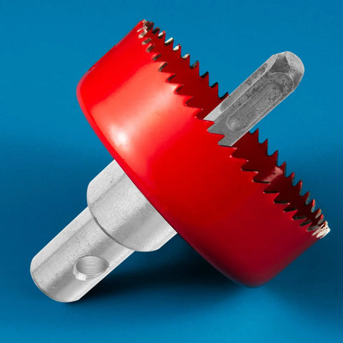 Heavy Duty Drill Chuck Earth Auger Adapter, red and silver connecting rod, for garden drills and electric power tools.