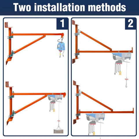 Installation methods for Heavy Duty Wall Mount Jib Crane With 660 Lb Capacity And 121 Cm Reach All Steel Construction Electric Hoist