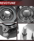 Beefy Front Wheel Bearing And Hub Assembly Set 2 Piece Direct Fit For Nissan Rogue 2008 To 2015 And Sentra 2007 To 2012 OE Replacement 513298 WE60491 BR930772 Heavy Duty Front Wheel Hubs in close-up view showing details and texture.