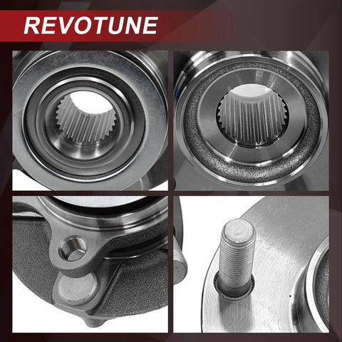 Beefy Front Wheel Bearing And Hub Assembly Set 2 Piece Direct Fit For Nissan Rogue 2008 To 2015 And Sentra 2007 To 2012 OE Replacement 513298 WE60491 BR930772 Heavy Duty Front Wheel Hubs in close-up view showing details and texture.