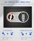 Digital Safe Box With Sensor Light And Electronic Keypad, showing key and password unlocking methods, sturdy steel construction