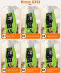 Go-To All In One Circuit Breaker Finder And Outlet Tester With GFCI Detection showing various error readings and status.