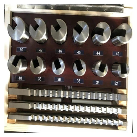 Top Shelf 21 Piece Keyway Puller Set HSS Steel Pusher Extractor Gear Removal Tool Kit For Hardcore Mechanics Who Gonna Need Some Badass Reliability On Jobsite Daily. Keyway pullers organized in a wooden display.