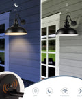 Dusk To Dawn Outdoor Barn Light 20 Inch Dome Exterior Fixture With No Fuss Auto Sensor For Porch Entryway Garage Black Finish