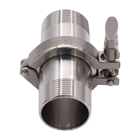 304 Stainless Steel Sanitary Tri Clamp Kit With Two Male Threaded Ferrule Fittings And Fkm Rubber Gasket For One Quarter Inch Lines Easy Breezy Install Dang Tough Grade For Heavy Duty Brewing Work