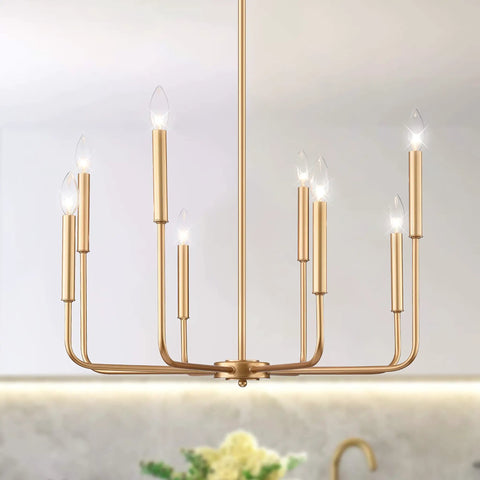 8 Lights Farmhouse Chandelier Gold Rustic Industrial Candle Ceiling Light Fixture For Living Room Dining Room Kitchen Island